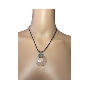 Elegant Light Pink Pendant on black cord Necklace